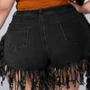 Black Shredded Denim Shorts